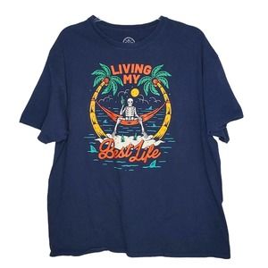 "Living My Best Life" Skeleton T-Shirt XL DOM Blue New With Tag